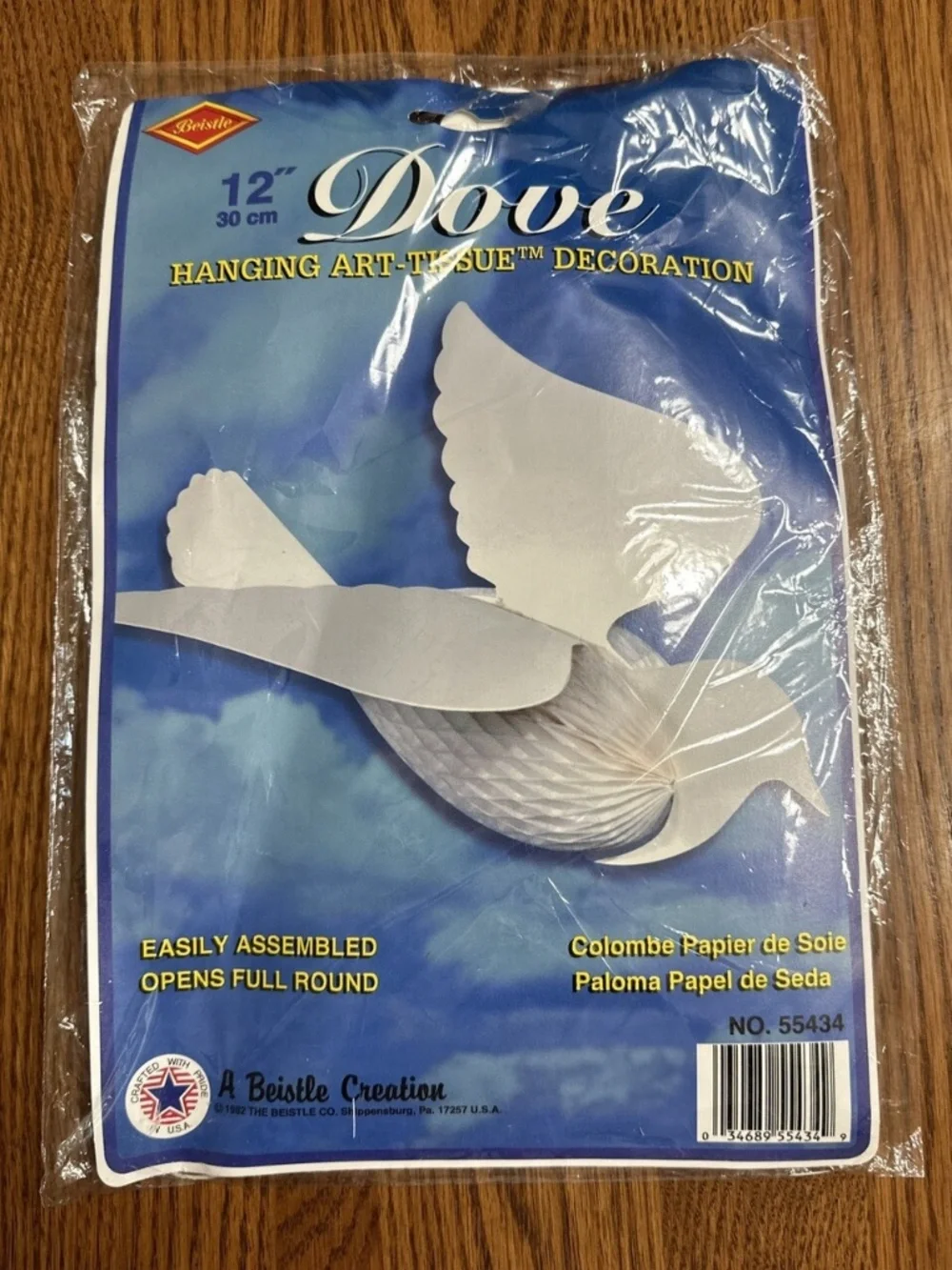 Beistle VTG 1980s Wedding Dove Decoration Hanging Art Tissue Honeycomb 1982 USA